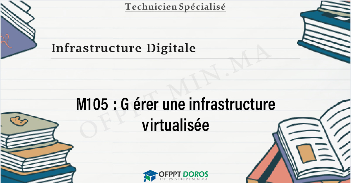 Couverture du cours OFPPT Infrastructure Digitale Gérer une infrastructure virtualisée M105 - 1ere Année: Infrastructure Digitale