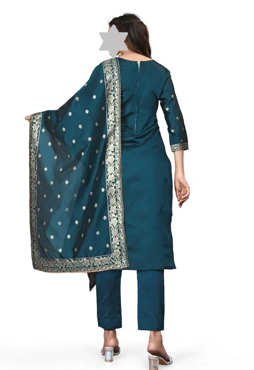 Designer Art Silk Unstitched Suit Material Beautiful Party wear Woven banarasi suit material For Women Kurta Set With Dupatta for Ladies Color 5 (R119)
