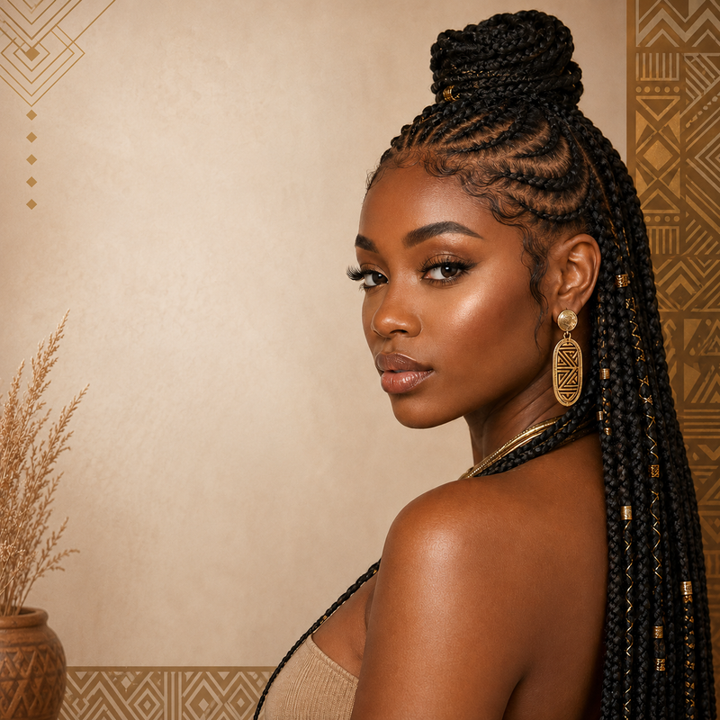 Modelo con trenzas profesionales de Yira's Beauty