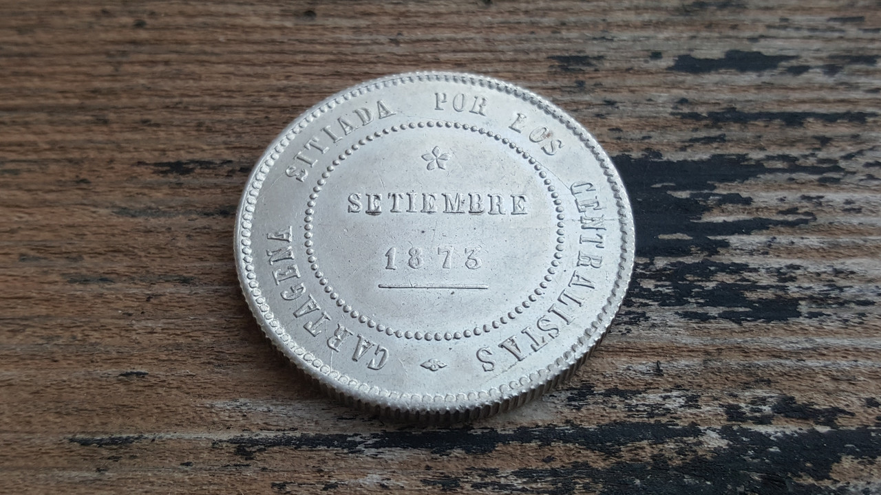 5 Pesetas 1873. Revolución Cantonal. Cartagena Reverso