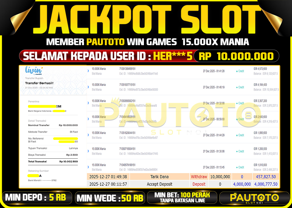 BUKTI JACKPOT LUNAS PAUTOTO