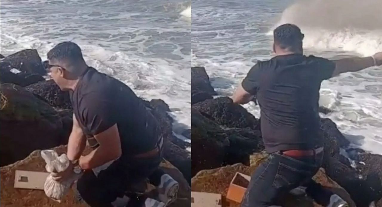 Hombre intenta lanzar las cenizas de su padre, pero todo termina mal; ya es viral