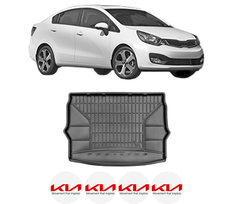Tavita Portbagaj KIA RIO III Saloon (UB) din 2011-2017, Protectie Portbagaj Auto, 4x Stickere auto cu KIA