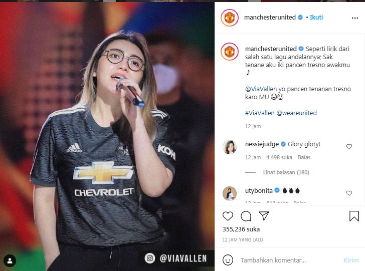Akun Instagram Manchester United pajang foto Via Vallen