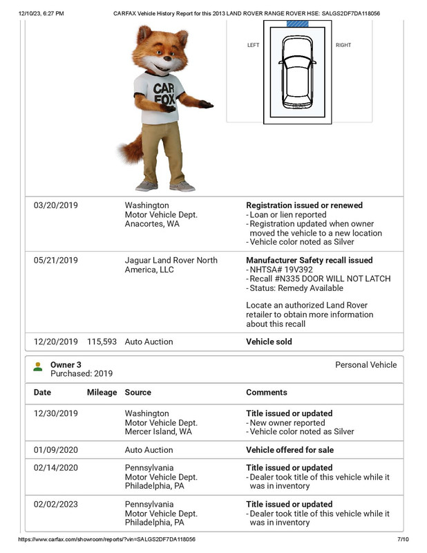 CARFAX Vehicle History Report for this 2013 LAND ROVER RANGE ROVER HSE_ SALGS2DF7DA118056-page-007