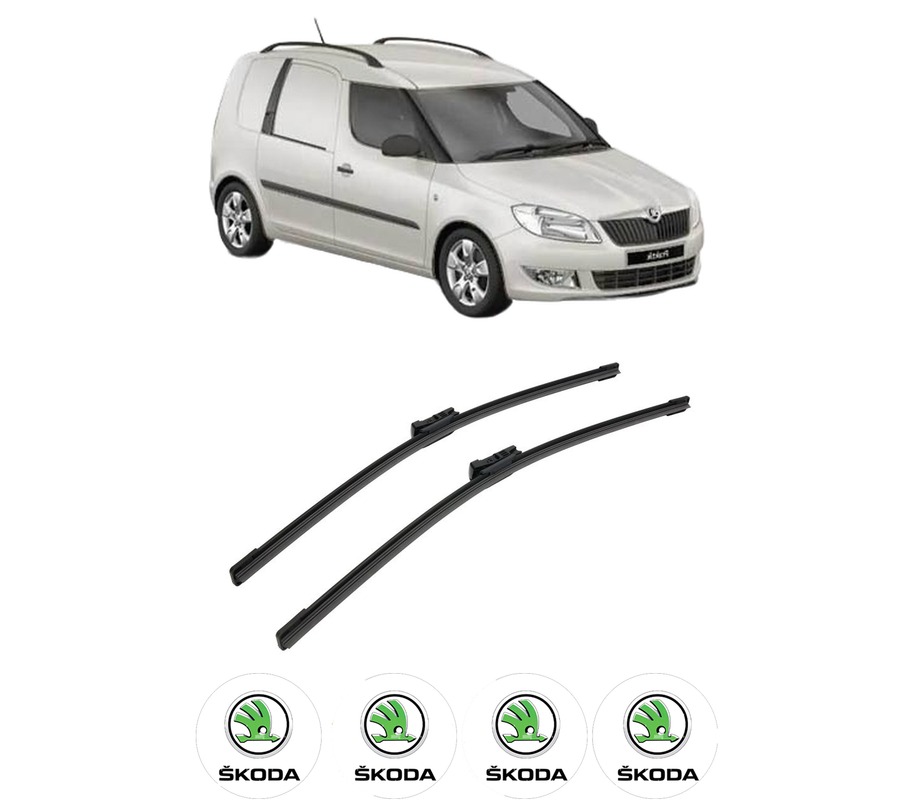 Set stergatoare auto SKODA FABIA II Praktik (545) din 2013-2014, pentru parbriz auto, 2 bucati, Bosch Aerotwin, din cauciuc siliconat rezistent, 4 Stickere Auto SKODA
