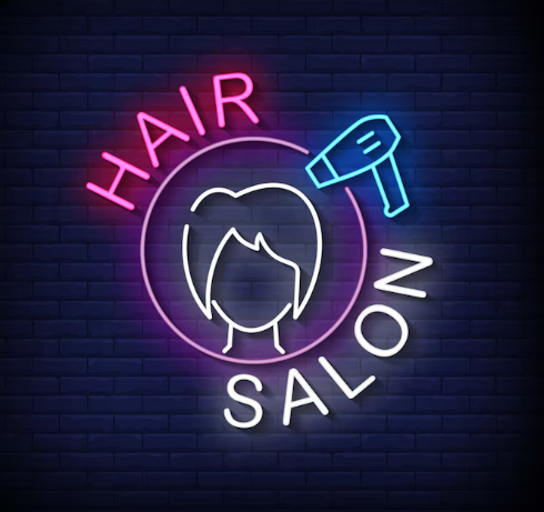 современная неоновая вывеска для салона красоты