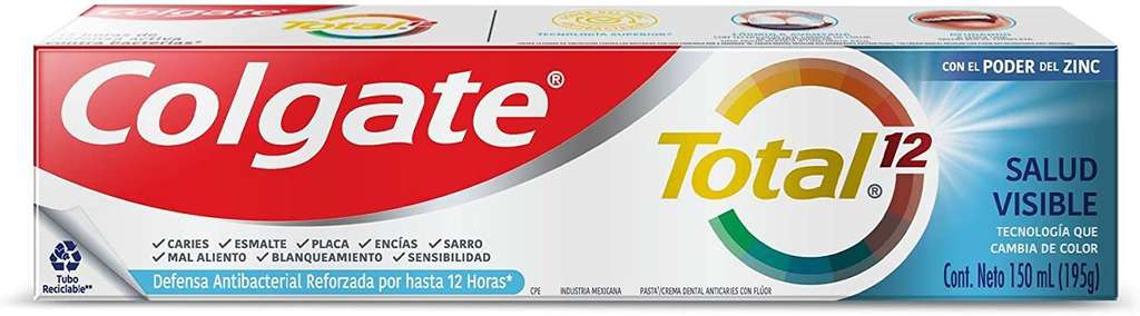 Amazon: Pasta Dental Colgate Total Salud Visible Multibeneficios 150 ML 
