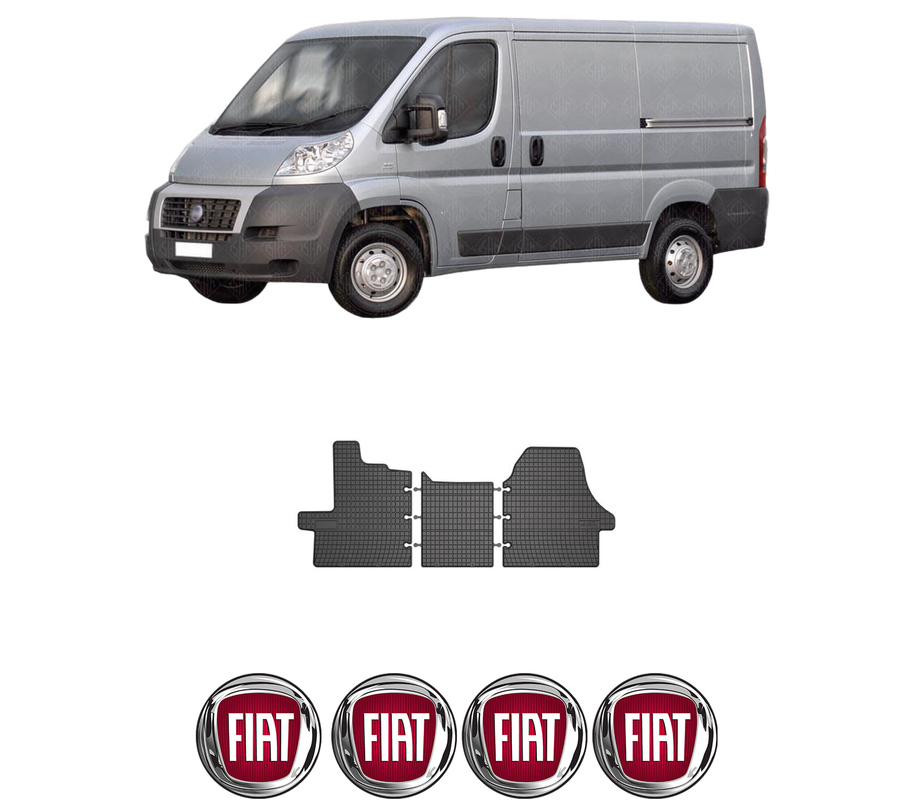 Set covorase presuri FIAT DUCATO Van (250_) din 2006-2023, auto, din cauciuc thermoplastic, 4 Stickere auto cu FIAT