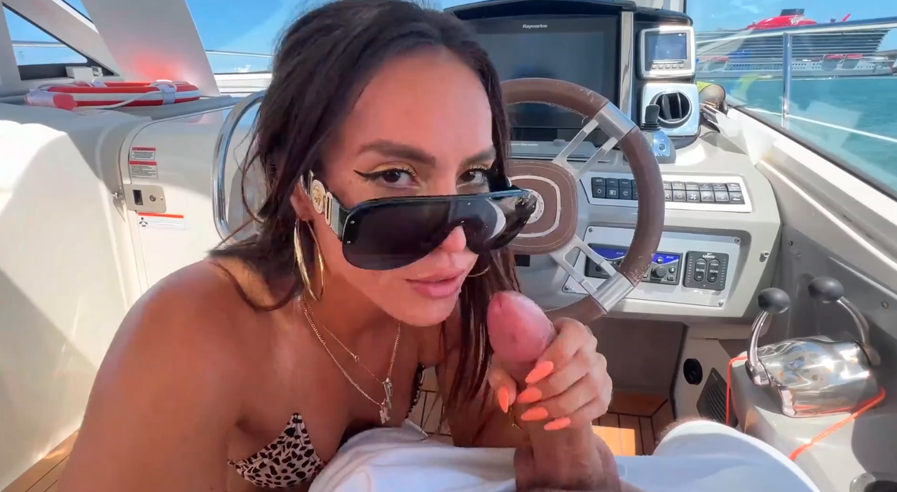 busty curly latina teen and sexy brunette milf share j mac s hard dong in hot 3 some on the yacht