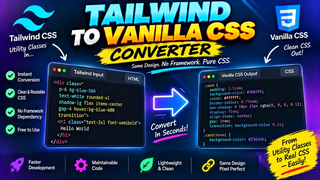 Free Tailwind To Vanilla Css Converter