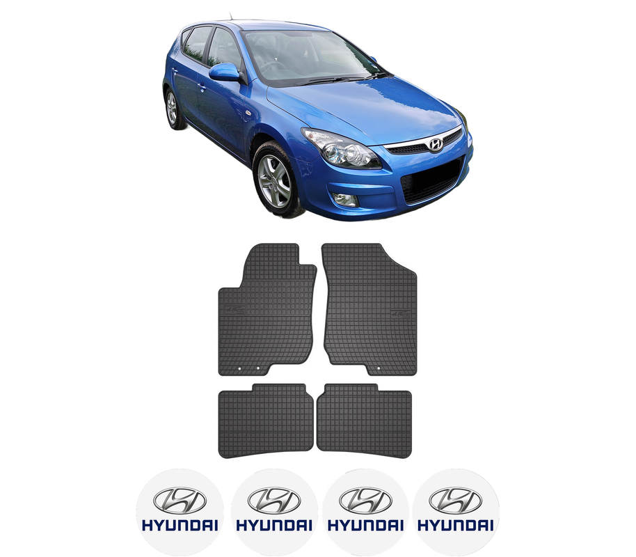 Set covorase presuri HYUNDAI i30 (FD) din 2007-2011, auto, din cauciuc thermoplastic, 4 Stickere auto cu HYUNDAI
