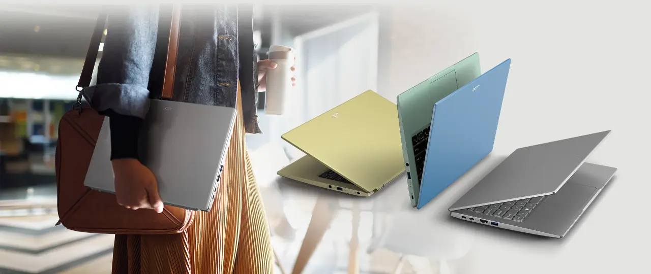 Laptop ultradelgada Acer Swift 3 en color plata.