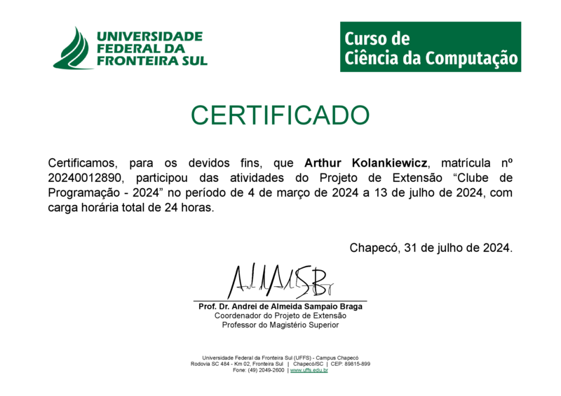 CertificadoClubeProgramacao