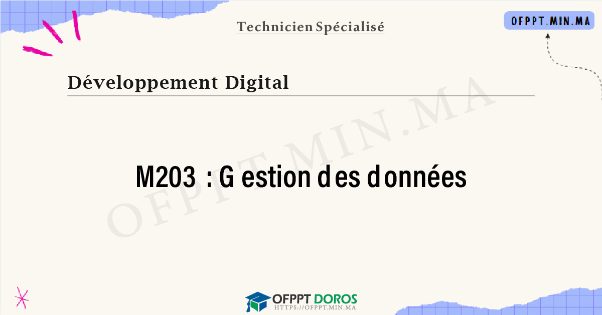 Sommaire détaillé du cours Gestion des données M203 OFPPT - Structure du module