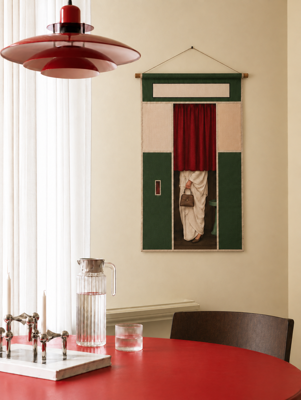 safsari fabric flag hanging on a wall