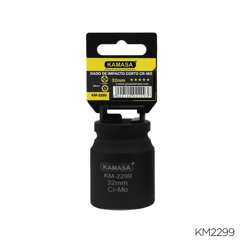 DADO DE IMPACTO CORTO CRMO "KAMASA" - 3/4"DR.X 32MM