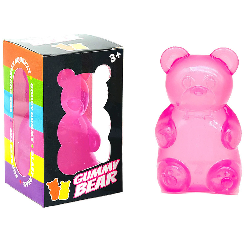 Pink Candy Gummy Bear Squishy Stress Relief Toy - Slow Rising Squeeze Fidget Toys, Soft TPR Sensory Toy for Anxiety Relief, Cute Kawaii Decompression Gift