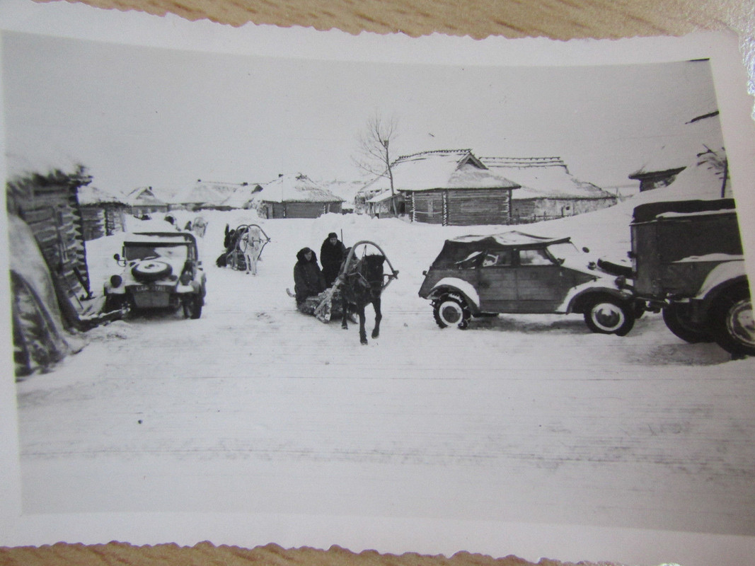 Estland Februar 1944 Panjeschlitten VW Kübelwagen LKW Heer