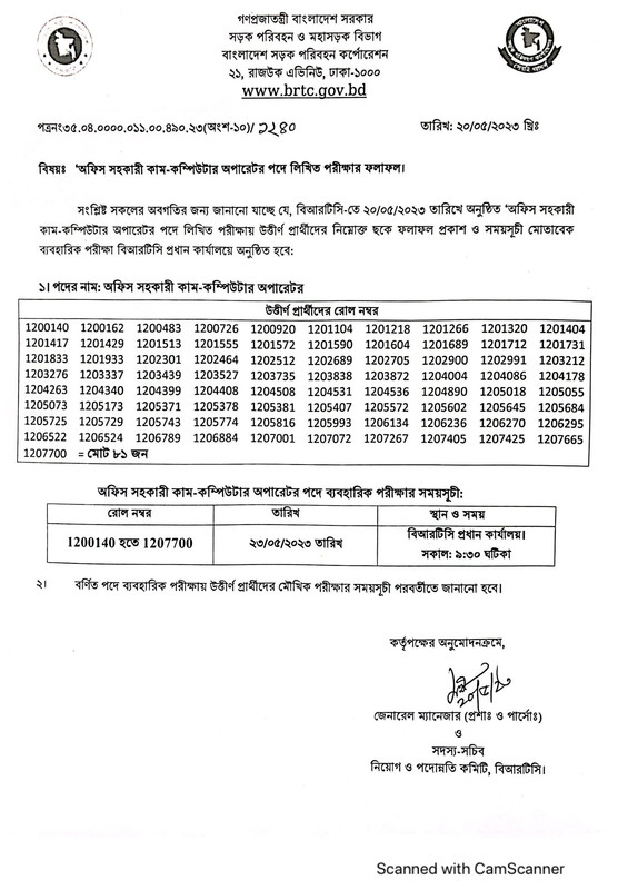 BRTC-Office-Assistant-Cum-Computer-Operator-Exam-Result-2023-PDF