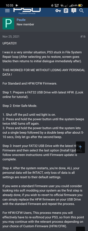 restoring file system ps3