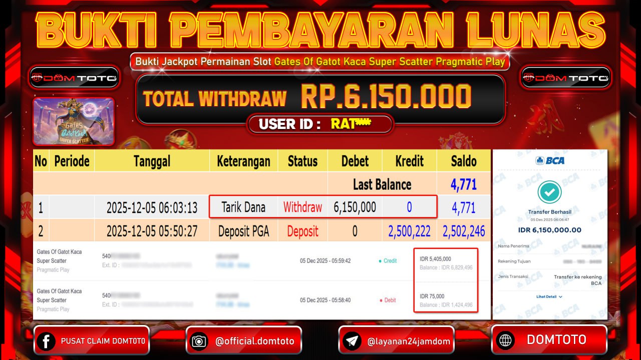 JACKPOT SLOT Menang SLOT Gates Of Gatot Kaca Super Scatter Pragmatic Play 05  DECEMBER 2025
