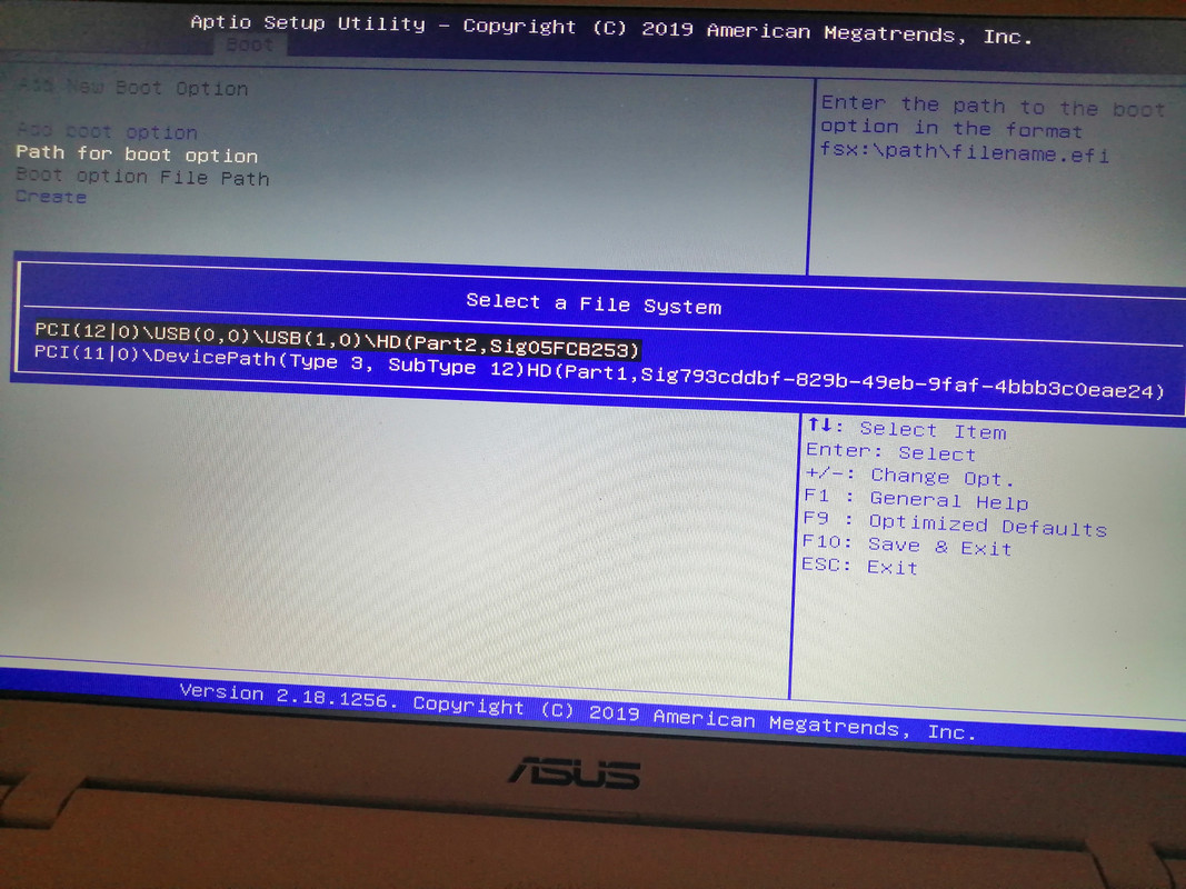 path for boot option