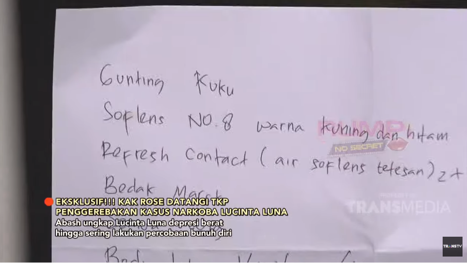 List yang ditulis Lucinta Luna 