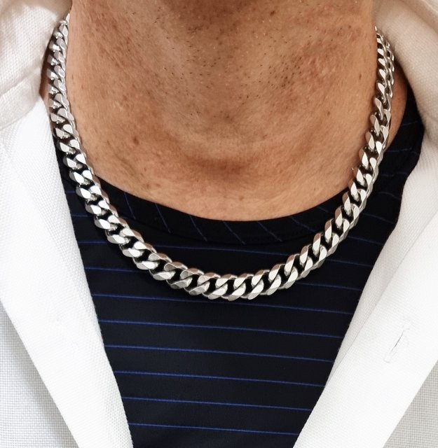 Collana da uomo in acciaio Inox catena cuba massiccia per punk spessore