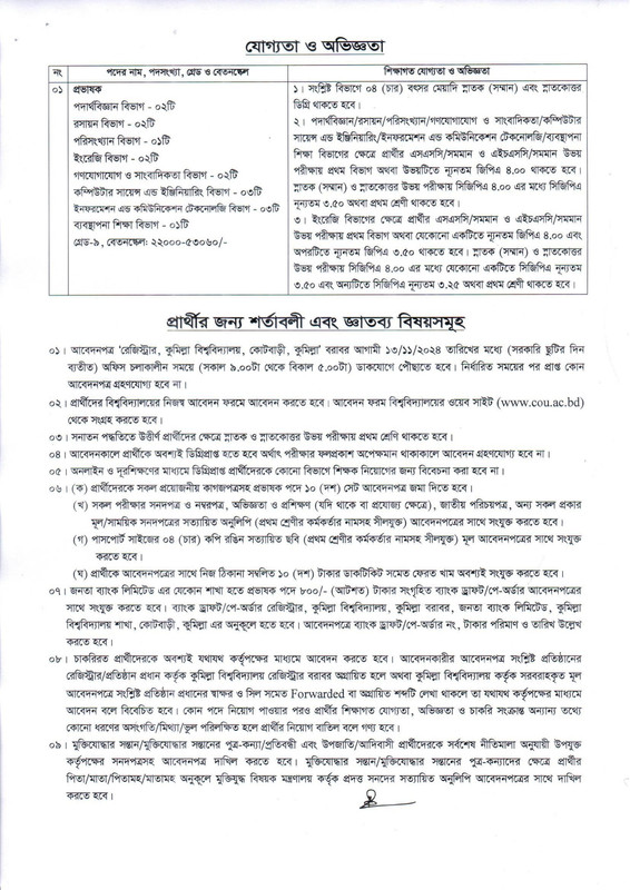 Comilla University (COU) Job Circular 2024 PDF-2