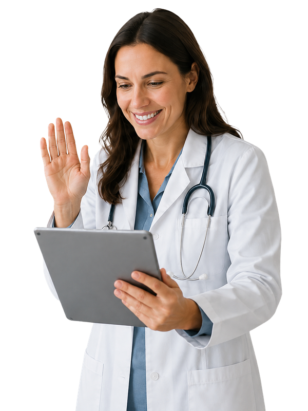 Doctora en consulta de telemedicina