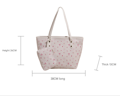 Pink Large Capacity Daily Commuter Tote Bag Set | Versatile Shoulder Handbag with Matching Pouch | 38cm Length Casual Carryall