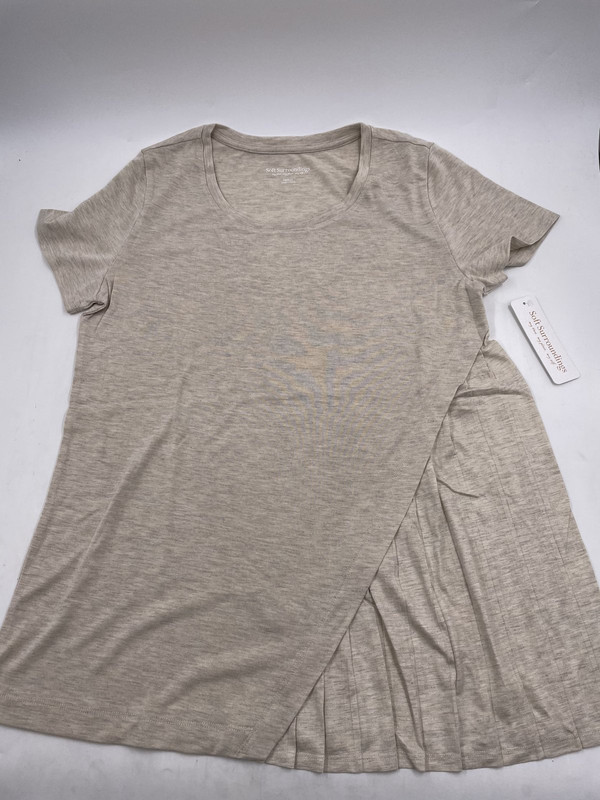 SOFT SURROUNDINGS ETOILE PLEATED HEM TEE OATMEAL HEATHER WOMEN MEDIUM