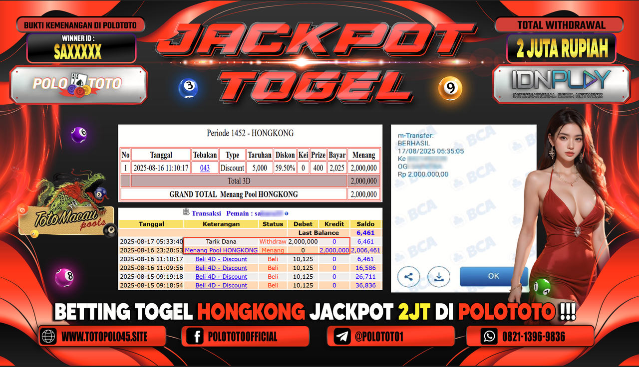 POLOTOTO JACKPOT TOGEL HONGKONG LOTTO Rp.2.000.000,-