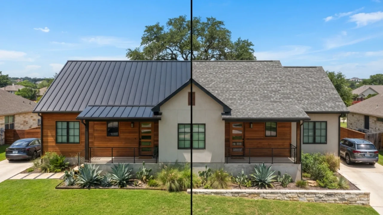 Cost per year comparison chart metal roof versus shingle roof San Antonio