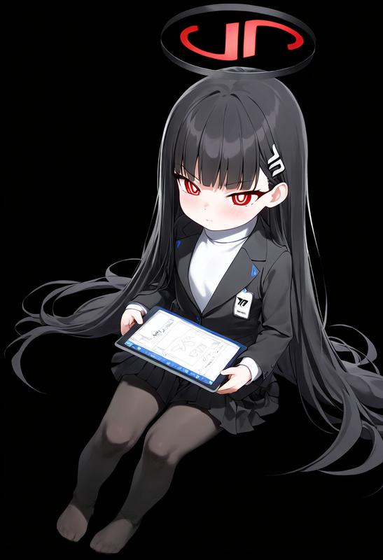 1 girl, healthyman, rio (blue archive), aged down, {little child}, black backgro s-3579575034