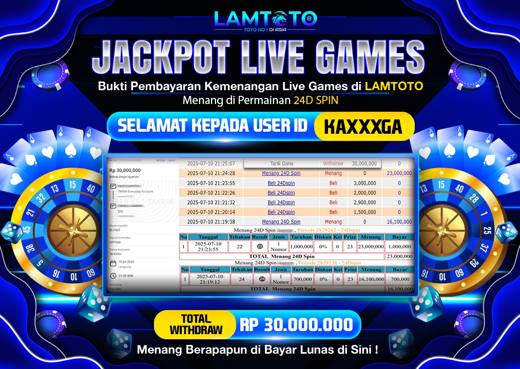BUKTI JACKPOT LUNAS LAMTOTO