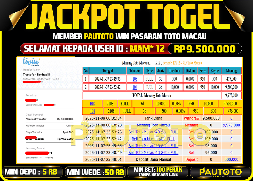 BUKTI JACKPOT LUNAS PAUTOTO