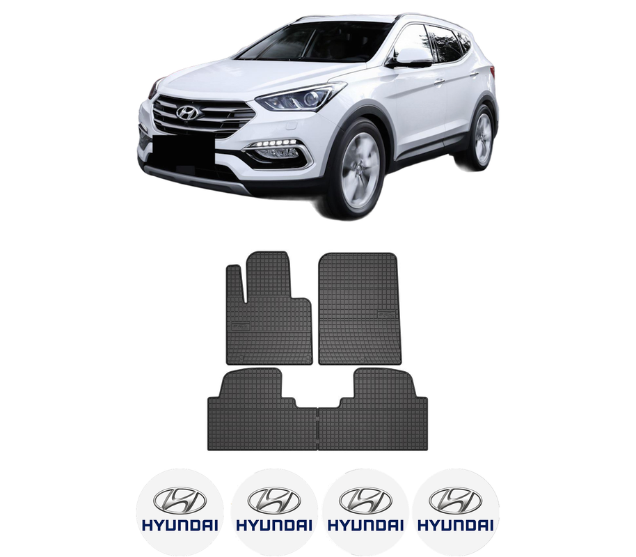 Set covorase presuri HYUNDAI SANTA FÉ III SUV Van (DM) din 2015-2018, auto, din cauciuc thermoplastic, 4 Stickere auto cu HYUNDAI
