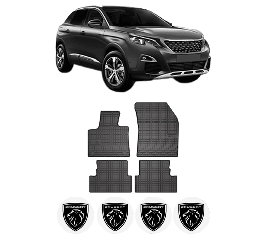 Set covorase presuri PEUGEOT 3008 Van (MR_, MC_, MJ_) din 2016-2018, auto, din cauciuc thermoplastic, 4 Stickere auto cu PEUGEOT