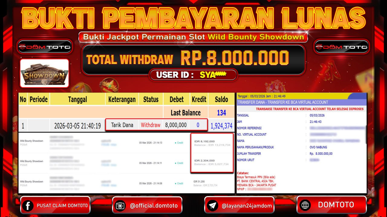 JACKPOT SLOT Wild Bounty Showdown PGSoft 05 MARET 2026