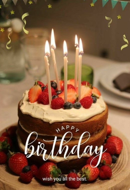 171 greeting card with cake and candles with best wishes