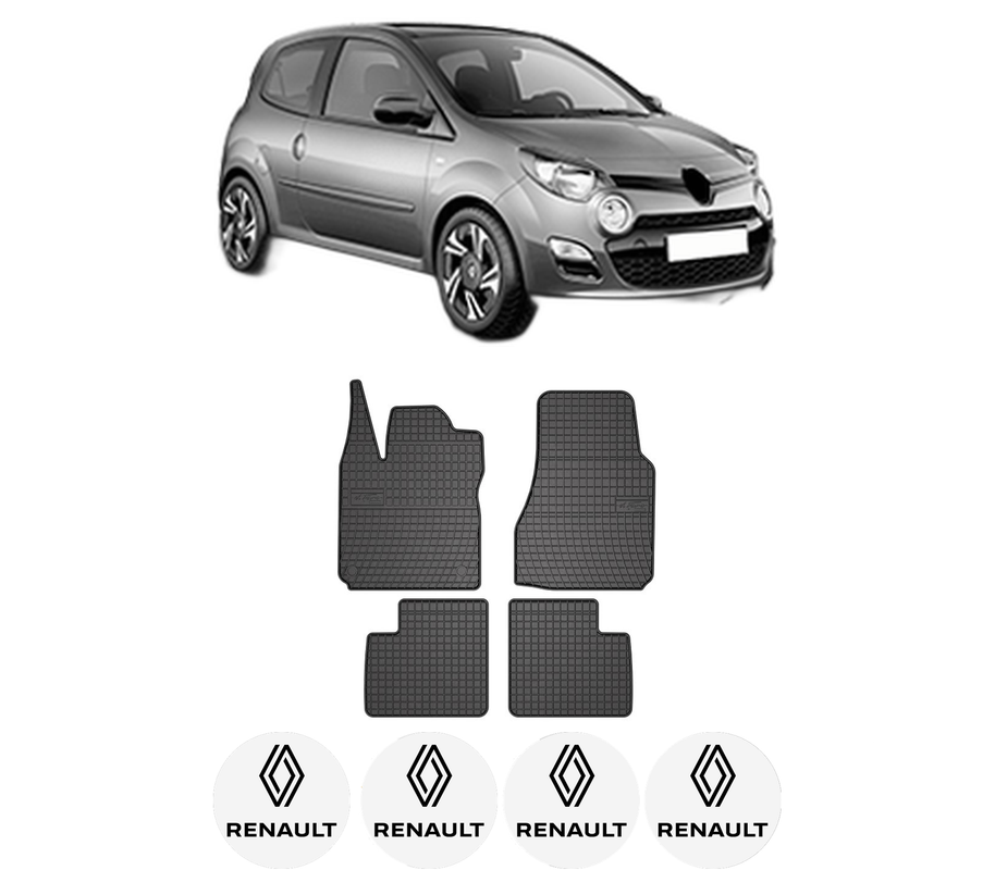 Set covorase presuri RENAULT TWINGO II (CN0_) din 2007-2014, auto, din cauciuc thermoplastic, 4 Stickere auto cu RENAULT