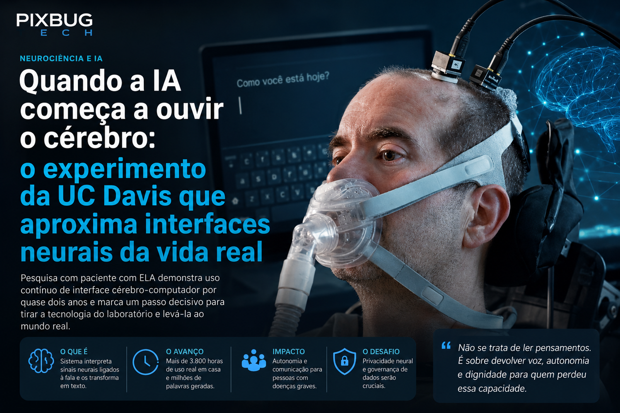 Quando a IA começa a ouvir o cérebro: o experimento da UC Davis que aproxima interfaces neurais da vida real