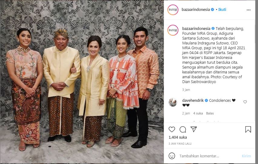 Kabar duka ayah mertua Dian Sastro meninggal dunia
