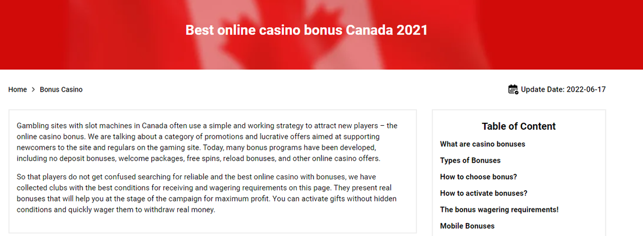 casino bonus canada