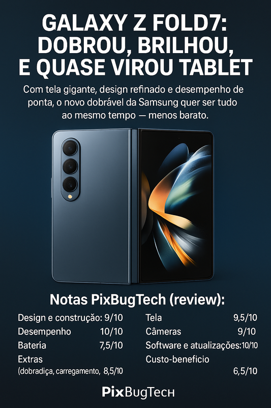 📱 Galaxy Z Fold 7: Dobrou, brilhou, e quase virou tablet