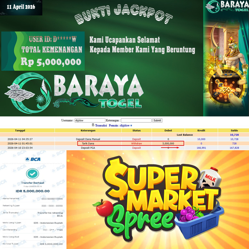 Rp 5.000.000.- WD LUNAS DI BARAYATOGEL