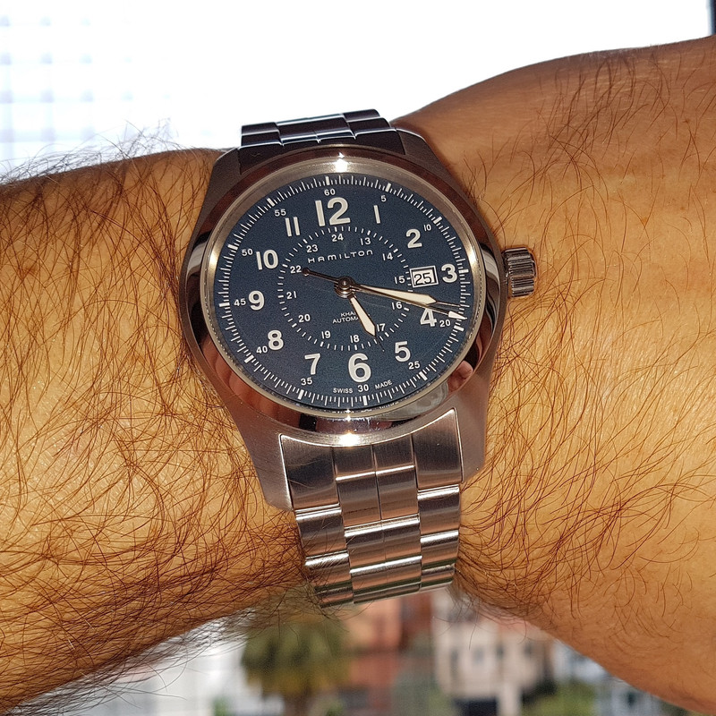 Hamilton Khaki Field Auto 42 mm 100M Blue Dial Bracelet #H70605143