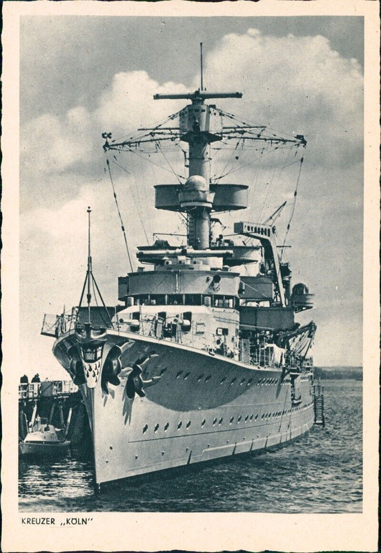 Schiffe-Schifffahrt - Kriegsschiffe (Marine) Kreuzer ,,Köln- 1938